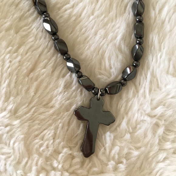 Metallic Cross Necklace - Picture 2 of 2